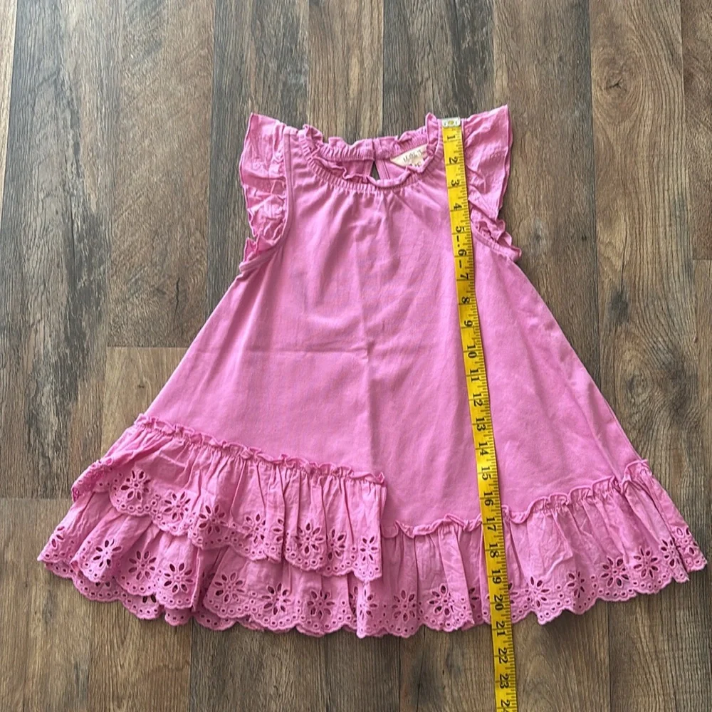 Matilda Jane Pink Ruffle Lace Flutter Sleeve Casual Sleeveless Dress size 4